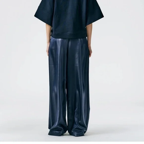Tibi Celia Drape Stella Pant-Navy - Picture 4 of 4